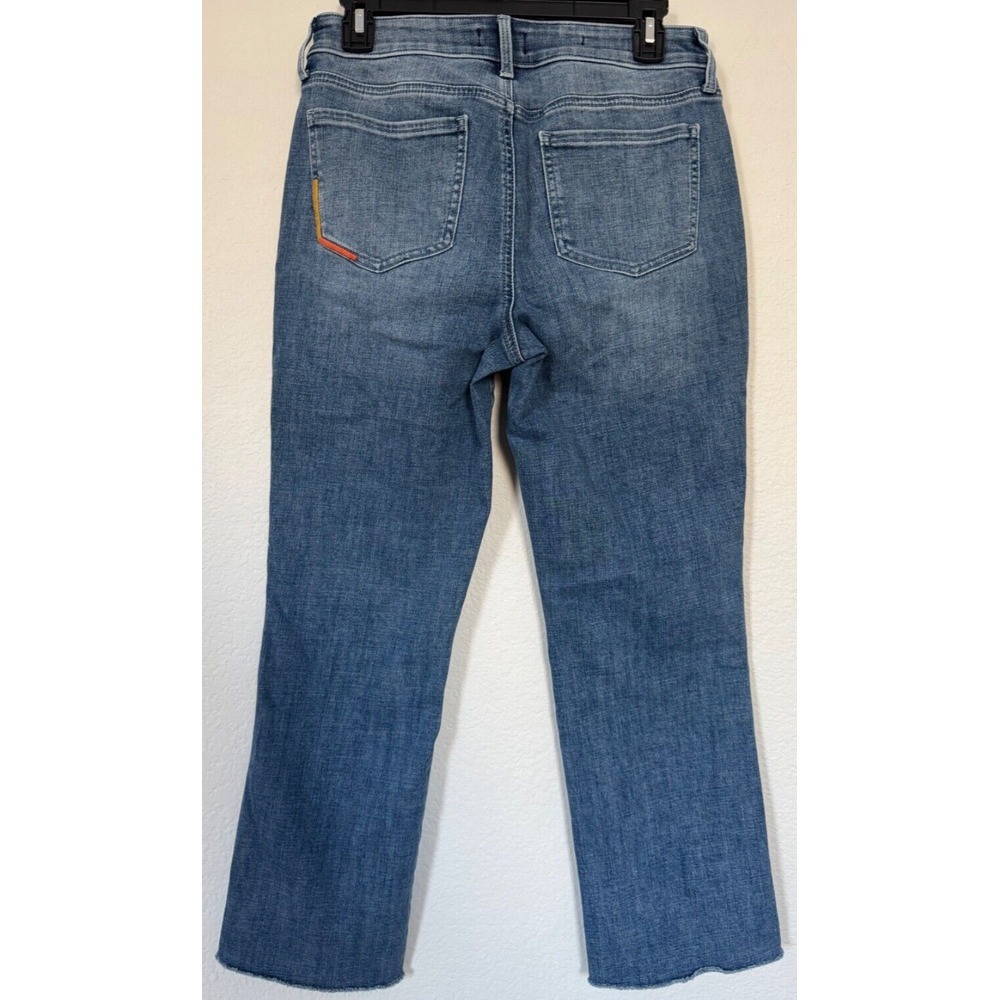NYDJ Jeans Marilyn Straight Clean Horizon SZ 6 Ankle Raw Hem Multi Color Pockets - Picture 2 of 16